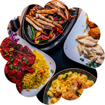 Variety of restaurant meals